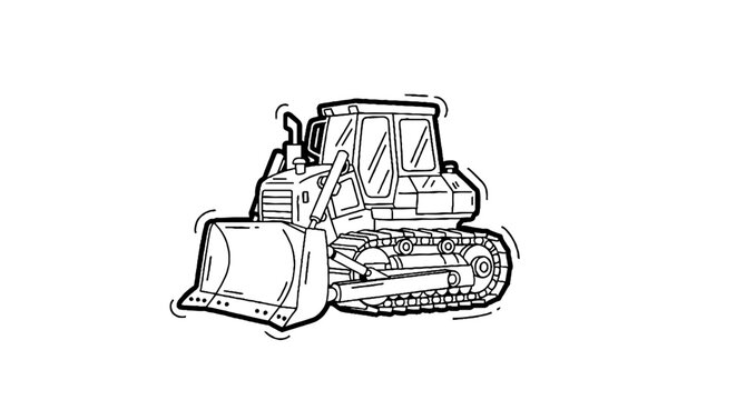 Heavy duty bulldozer construction equipment illustration.