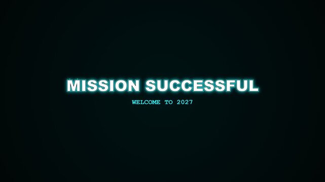 2026 to 2027 transition text with neon glowing loading bar animation
