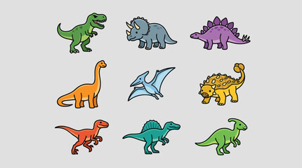 Collection of cartoon dinosaurs in various poses © Thamus