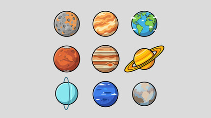 Collection of celestial bodies and planets © Thamus