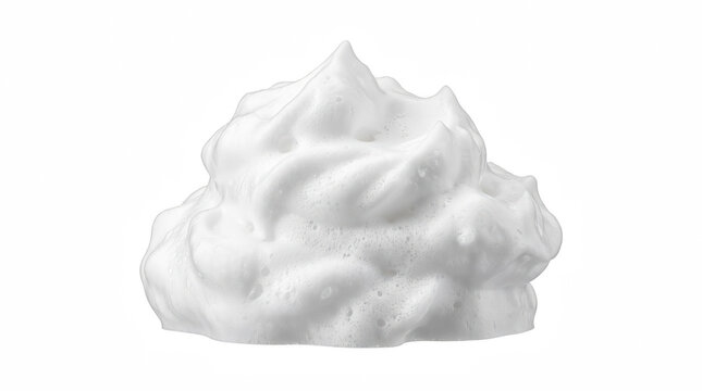 Shaving cream isolated on transparent background, white foam texture, studio shot.