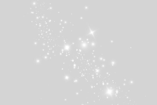 White sparks and golden stars glitter special light effect. Vector sparkles on transparent background. Christmas abstract	
