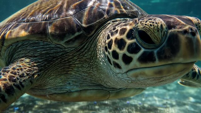 Sea Turtle Swimming in the Tropical Ocean