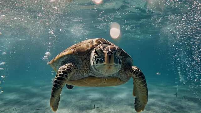 Sea Turtle Swimming in the Tropical Ocean