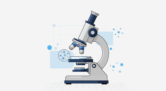 Illustration Of A Microscope Used For Study in Scientific Research And Analysis