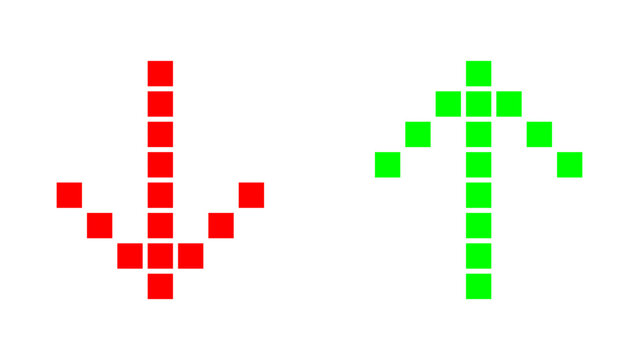 Red and Green arrow made from square dot