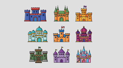 Collection of colorful cartoon castles © Thamus