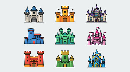 Collection of colorful cartoon castles © Thamus