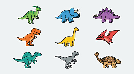 Collection of colorful cartoon dinosaurs © Thamus