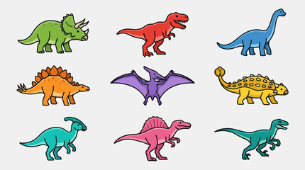Collection of colorful dinosaur illustrations © Thamus