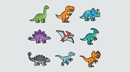 Collection of colorful dinosaur illustrations © Thamus