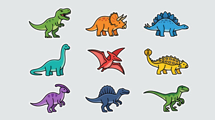 Collection of colorful dinosaur illustrations © Thamus