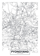 Naklejka premium City map Pyongyang is the capital and largest city of North Korea, detailed urban planning travel vector poster design