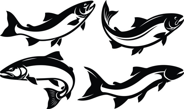 Trout fish silhouette illustrations for anglers and fishing enthusiasts