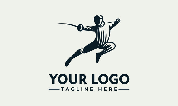 Professional vector logo illustration fencing athlete in action for sports club