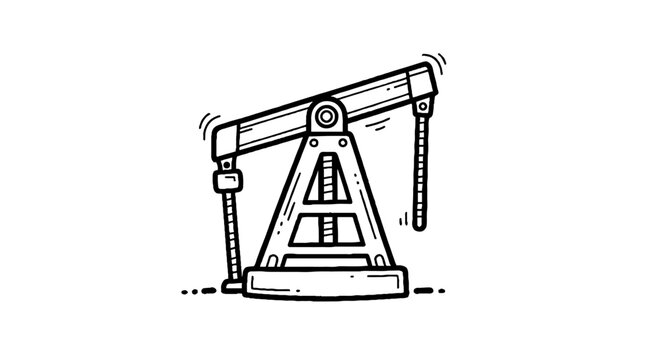 Illustration of a classic oil pump jack machine.
