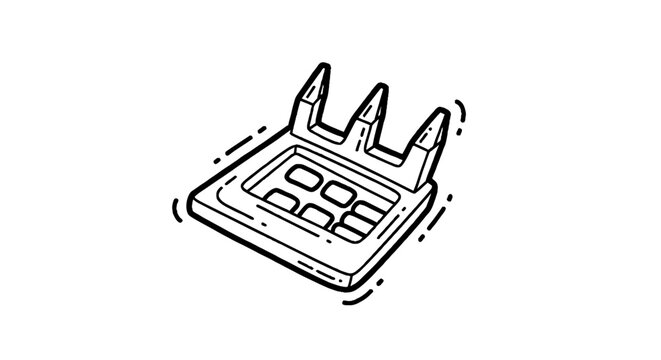 Hand drawn illustration of a retro calculator device.