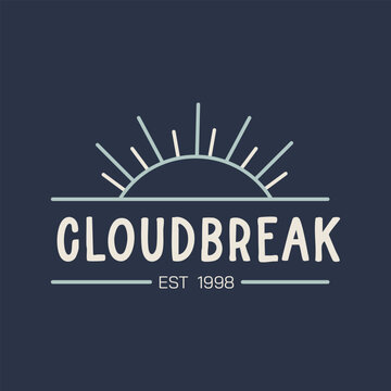 Minimalist Cloud break Sun Logo Design for Coastal Apparel