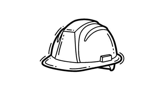 White construction hard hat with adjustable strap.