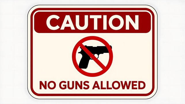 Caution sign, no guns allowed, warning sign, gun free zone sign, safety sign