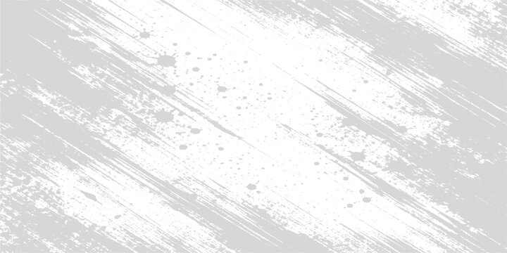 Light Gray Grunge Brush Stroke Texture Background. Distressed diagonal paint streaks with subtle splatter details. Minimal abstract backdrop for contemporary graphic design