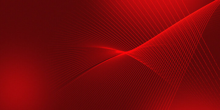 A digital abstract image featuring a pattern of curved, repeating red lines against a black background. This design creates a dynamic, three-dimensional visual effect, resembling the texture of highly