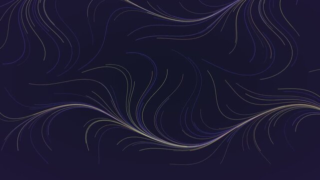Animated Midnight flow field lines background weaving loop