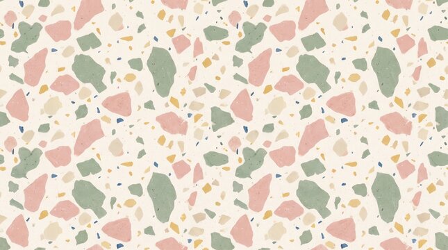 Terrazzo seamless pattern, pastel stone chips texture background, elegant venetian mosaic backdrop