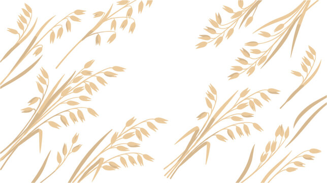 Elegant golden oat wheat branches botanical seamless pattern with minimal natural foliage design for textile wallpaper packaging and branding
