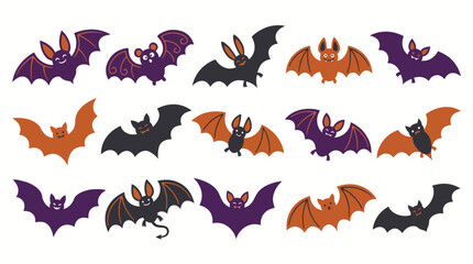 Fototapeta premium Colorful cartoon bats flying in groups