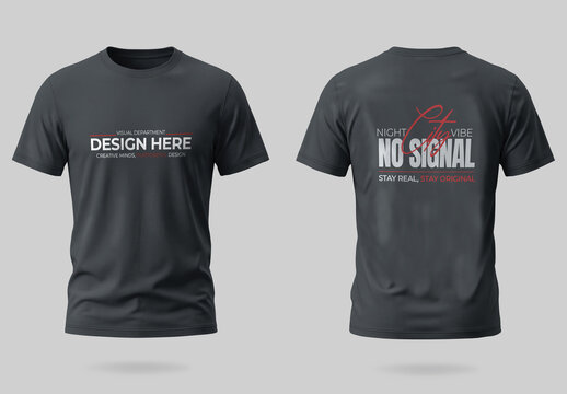 Dual Black Tshirt Mockup with Front and Back Views