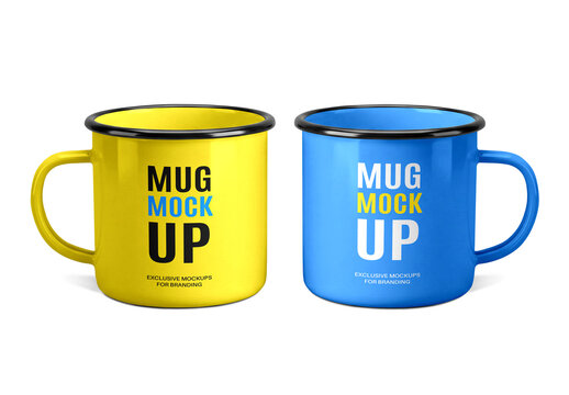 Enamel Mug Mockup Set with Front View