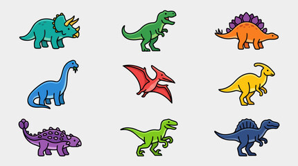 Collection of cute cartoon dinosaurs © Suyouu