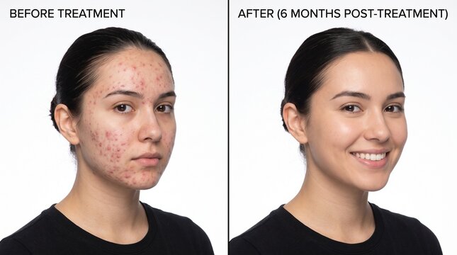 Woman With Acne Before And After Treatment