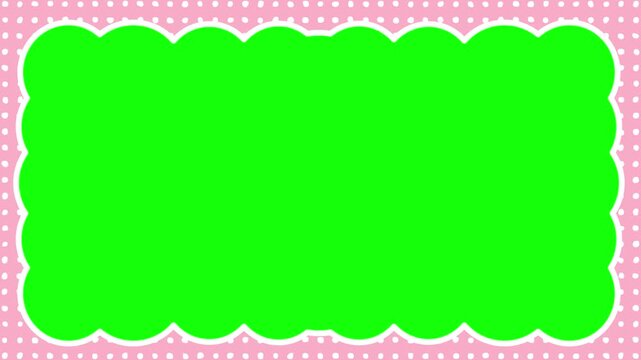 もこもこに抜ける桃色のフレーム素材(ドット柄)／A fluffy pink frame
