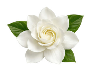 Fototapeta premium PNG Elegant white gardenia with leaves