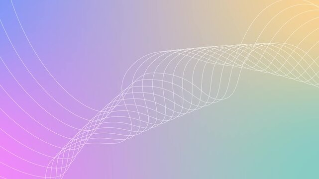 Abstract background with flowing wireframe wave across center animation