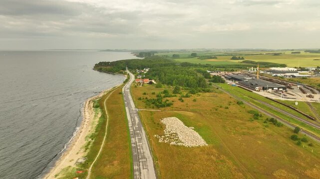 Aerial view of a swedish coastal road