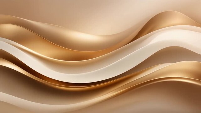 Premium gradient abstract background with flowing waves 4K motion loop for business in gold, warm beige, ivory, and light bronze colors.