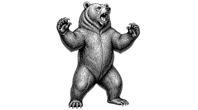 Ursine Standing Bear Illustration With Upright Pose.