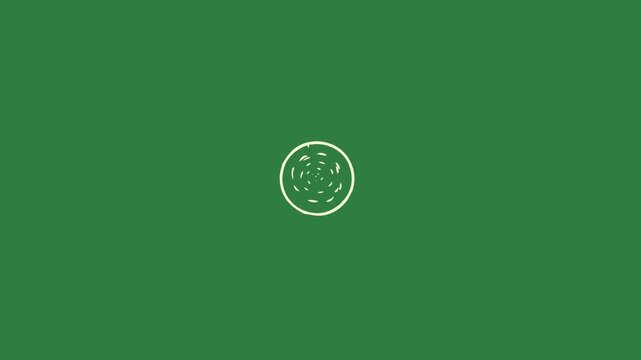 White circle on it and background an image of spiral logo dot isolated on green screen background