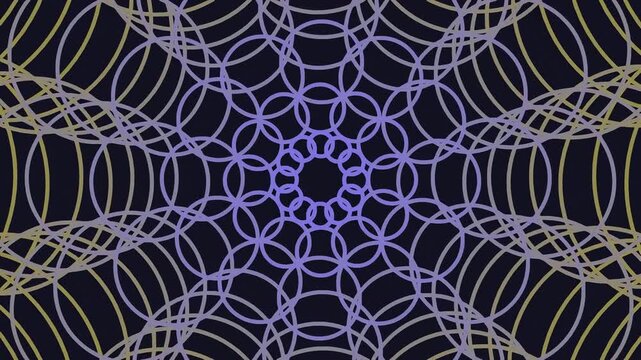 Abstract geometric background with overlapping circular rings in a radial pattern.
