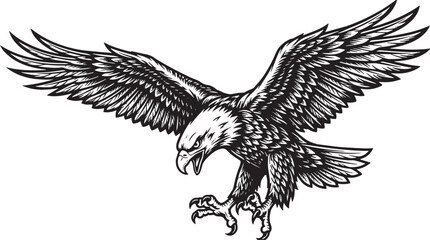 Obraz premium Majestic Bald Eagle Soaring with Extended Talons Mascot Art