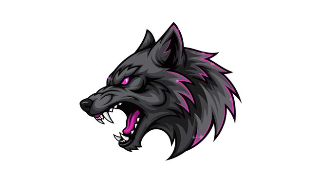 Fierce wolf head illustration aggressive canine animal art