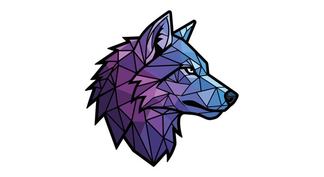 Geometric wolf head profile abstract polygon art style