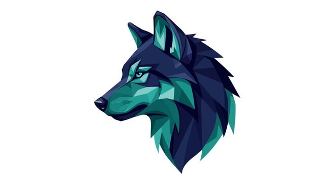 Geometric wolf head profile illustration low poly style modern digital art