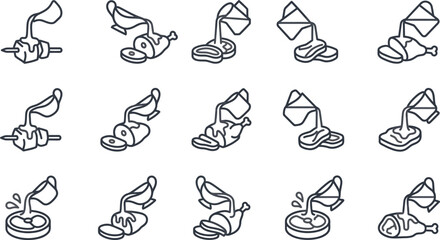 Obraz premium Collection of Hand Drawn Food Preparation Icons.