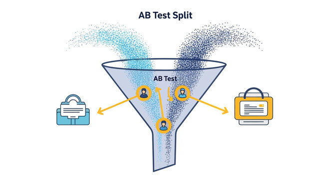 A b test split funnel analysis data flow illustration