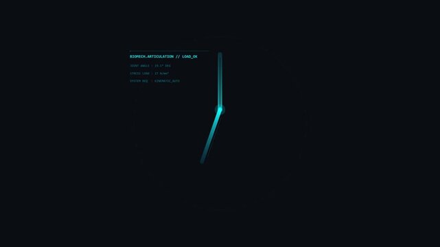 Futuristic HUD Interface with Clock and Data Display - Blue and Teal