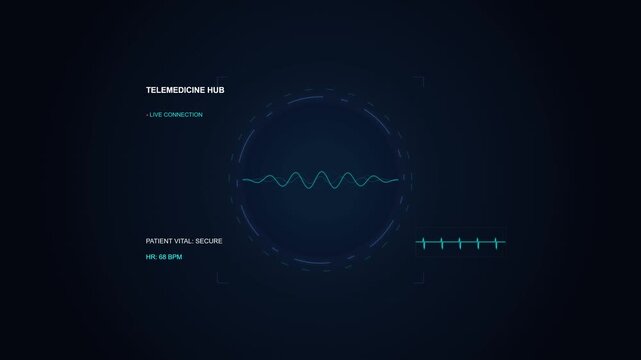 Futuristic Medical HUD with Heartbeat and Data Visualization